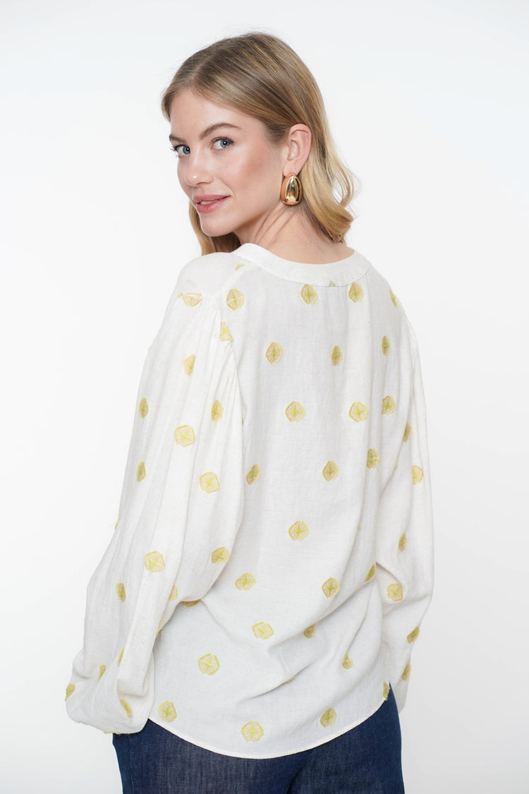 Geisha Fashion dames top met ingeweven Azteekse details