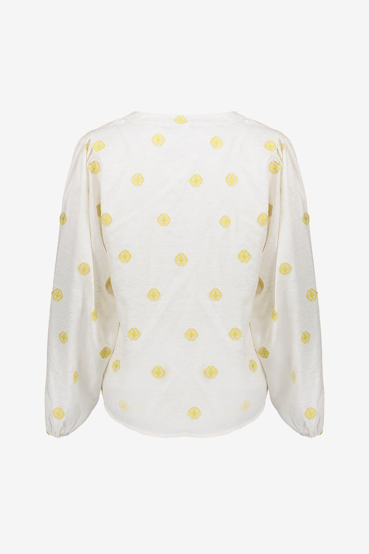 Geisha Fashion dames top met ingeweven Azteekse details
