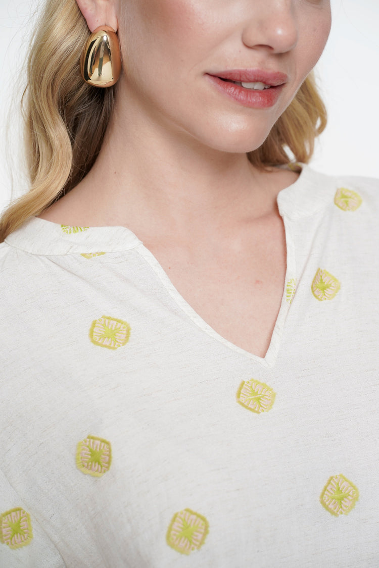 Geisha Fashion dames top met ingeweven Azteekse details