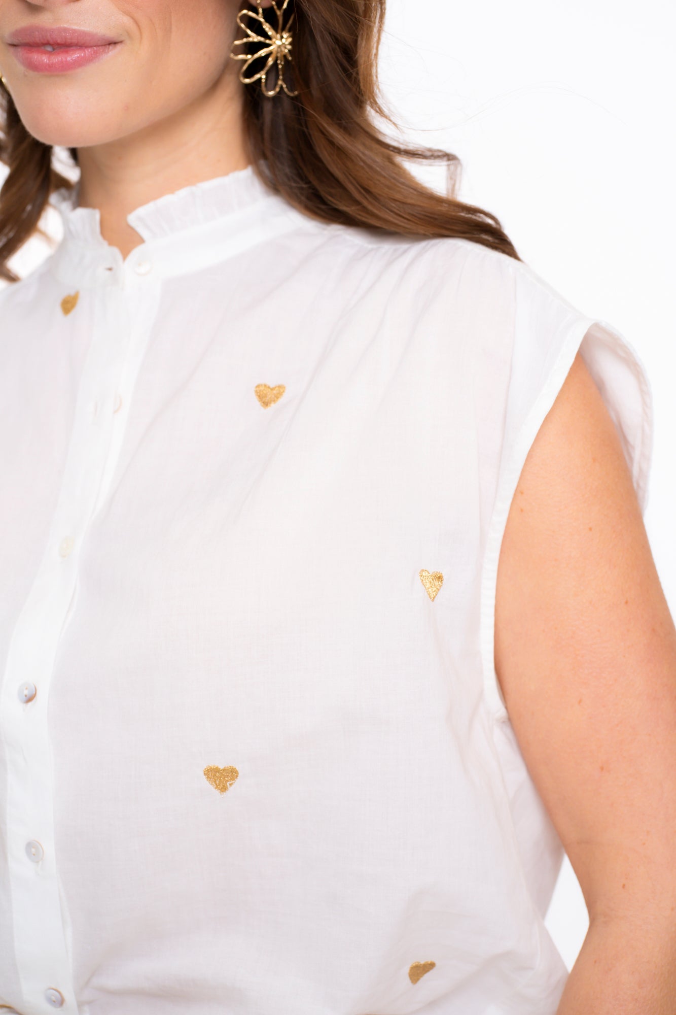 Geisha dames blouse met broderie hartjes