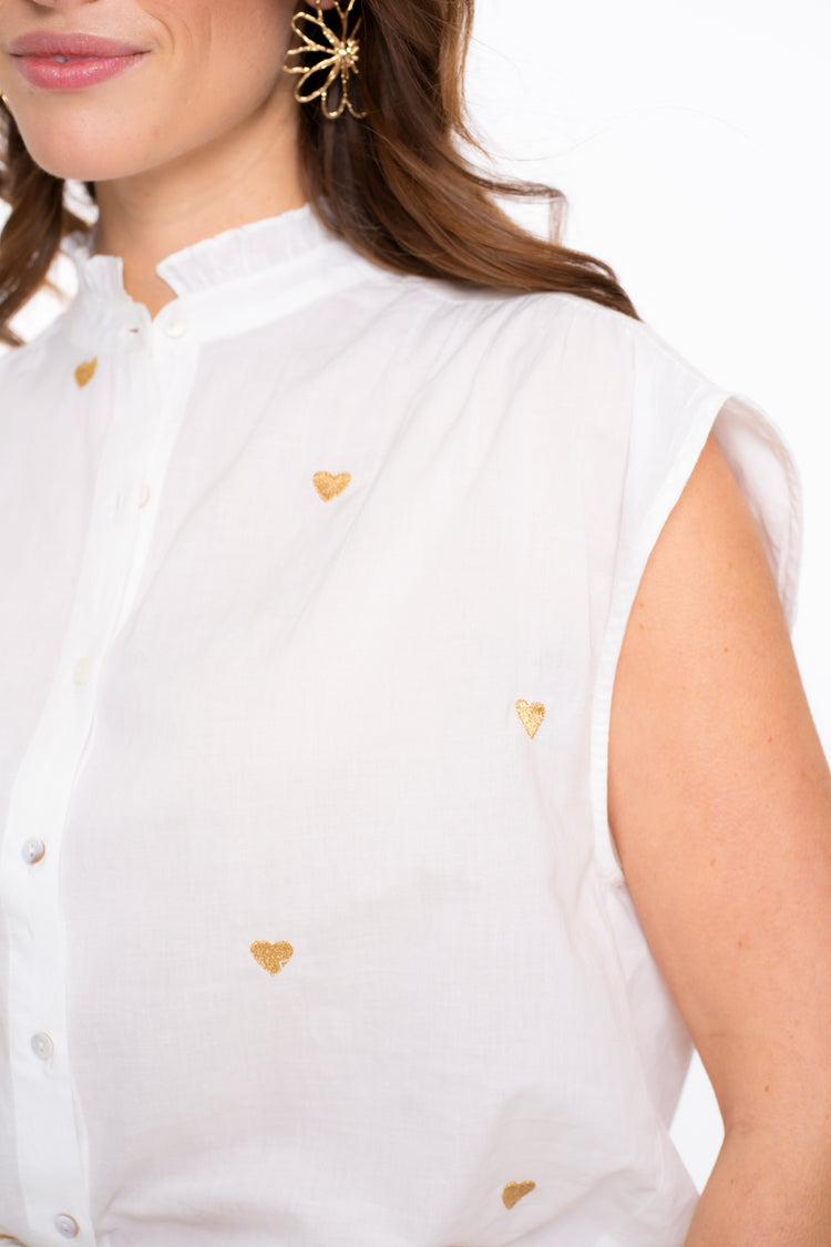 Geisha dames blouse met broderie hartjes