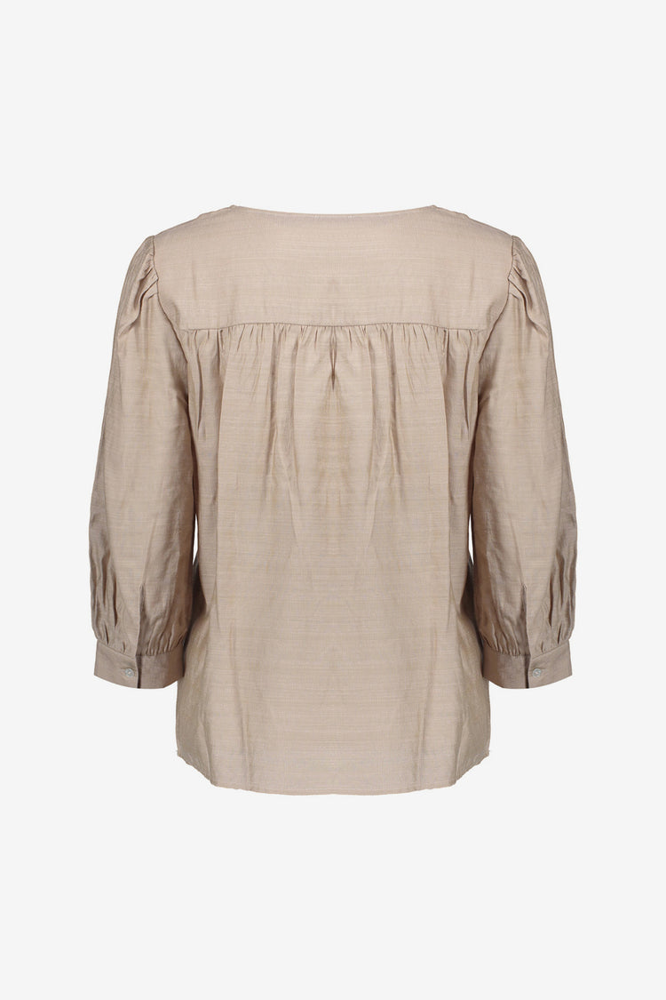 Geisha Fashion dames top met 7/8 mouwen en geborduurde bloemen