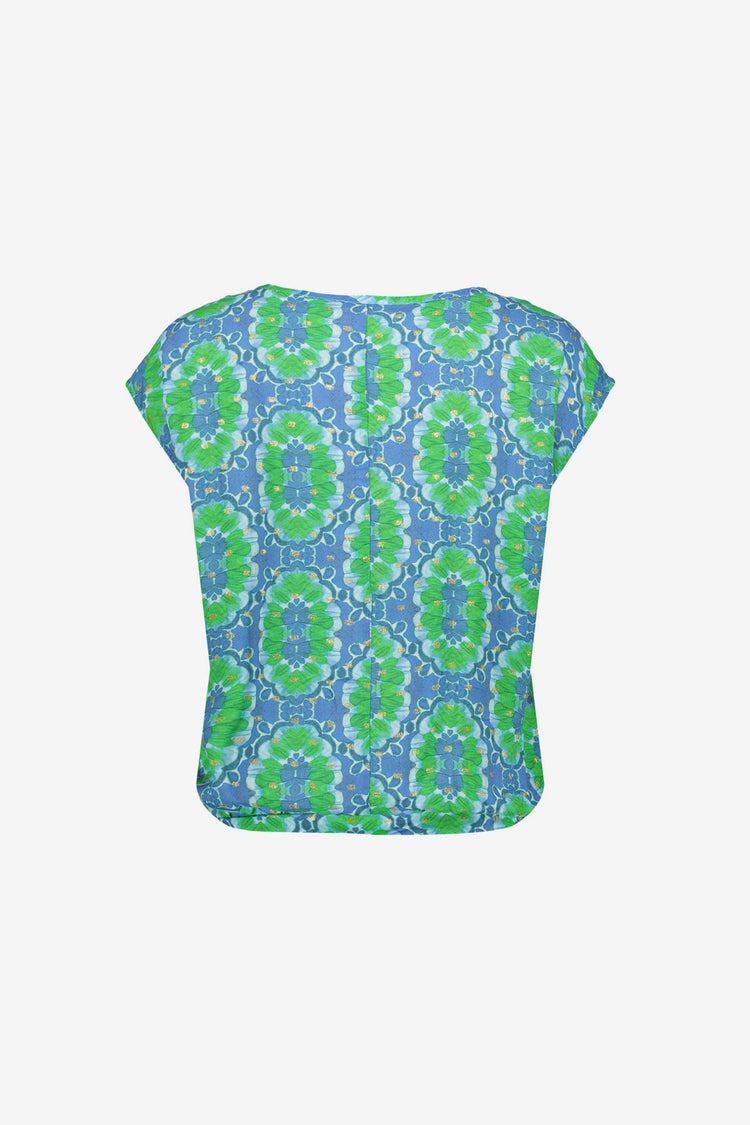 Geisha Fashion dames V-hals top met tegelprint