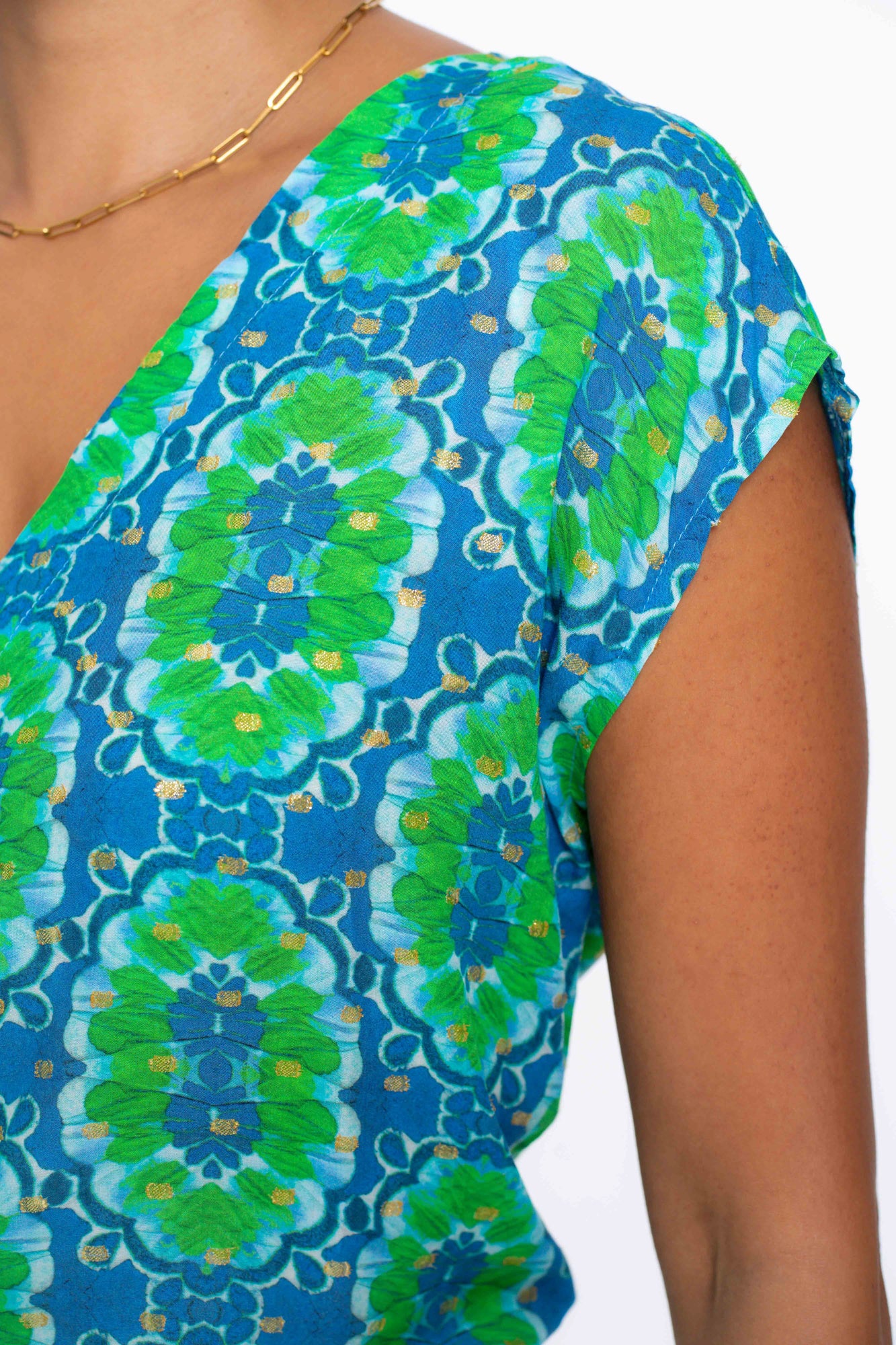 Geisha Fashion dames V-hals top met tegelprint