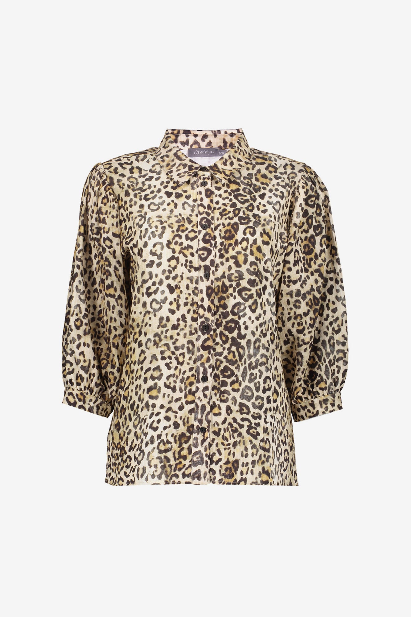 Geisha dames leopard blouse met ballonmouwen