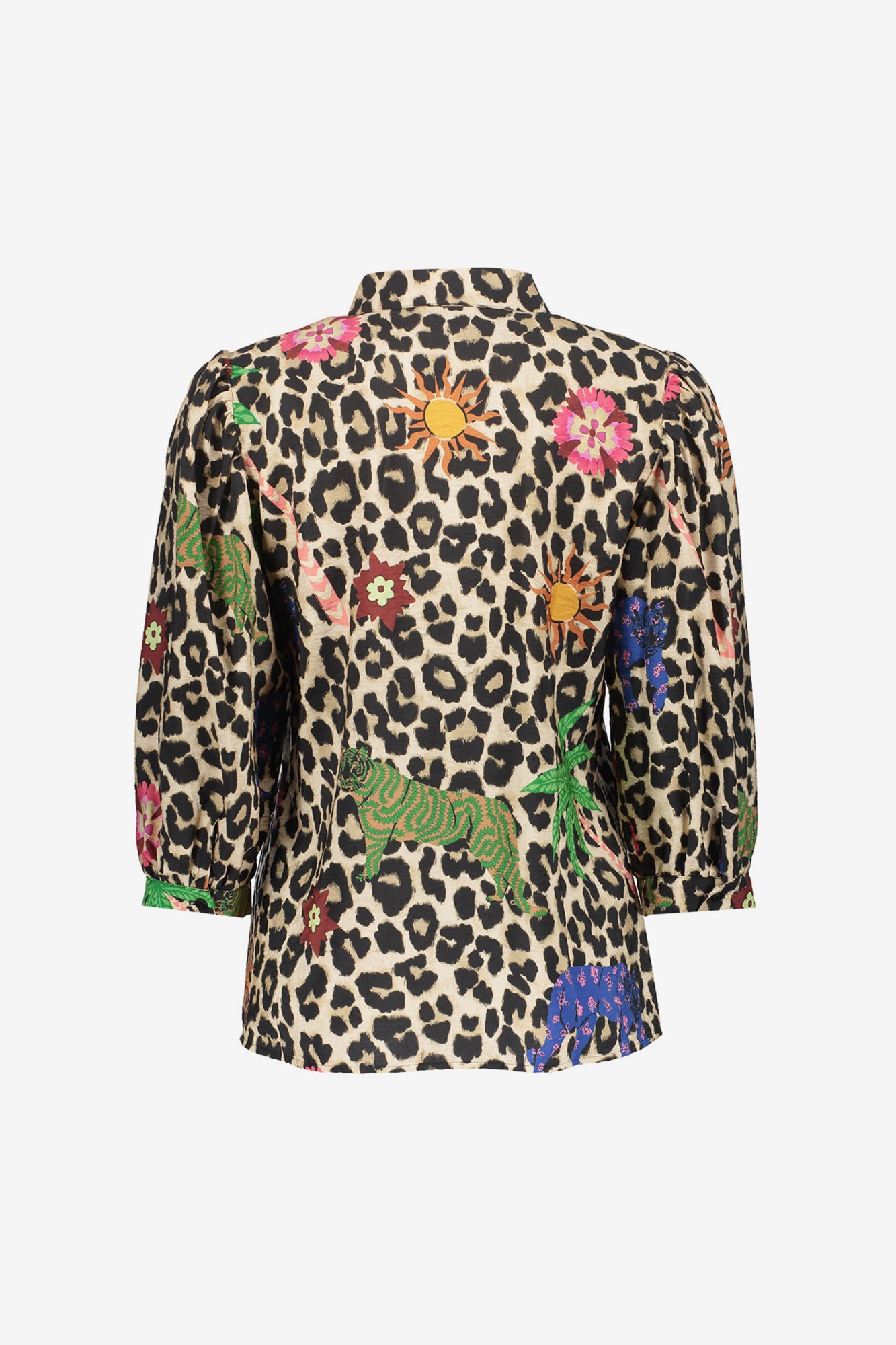 Geisha dames leopard blouse met kleurrijke details
