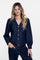 Geisha dames denim blouse met gouden knopen