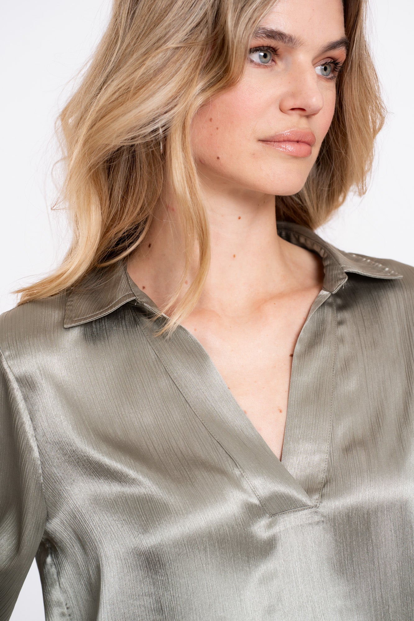 Geisha dames satijnachtige blouse met V-hals