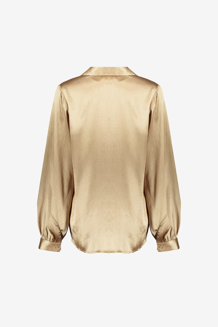 Geisha dames satin look blouse met V-hals