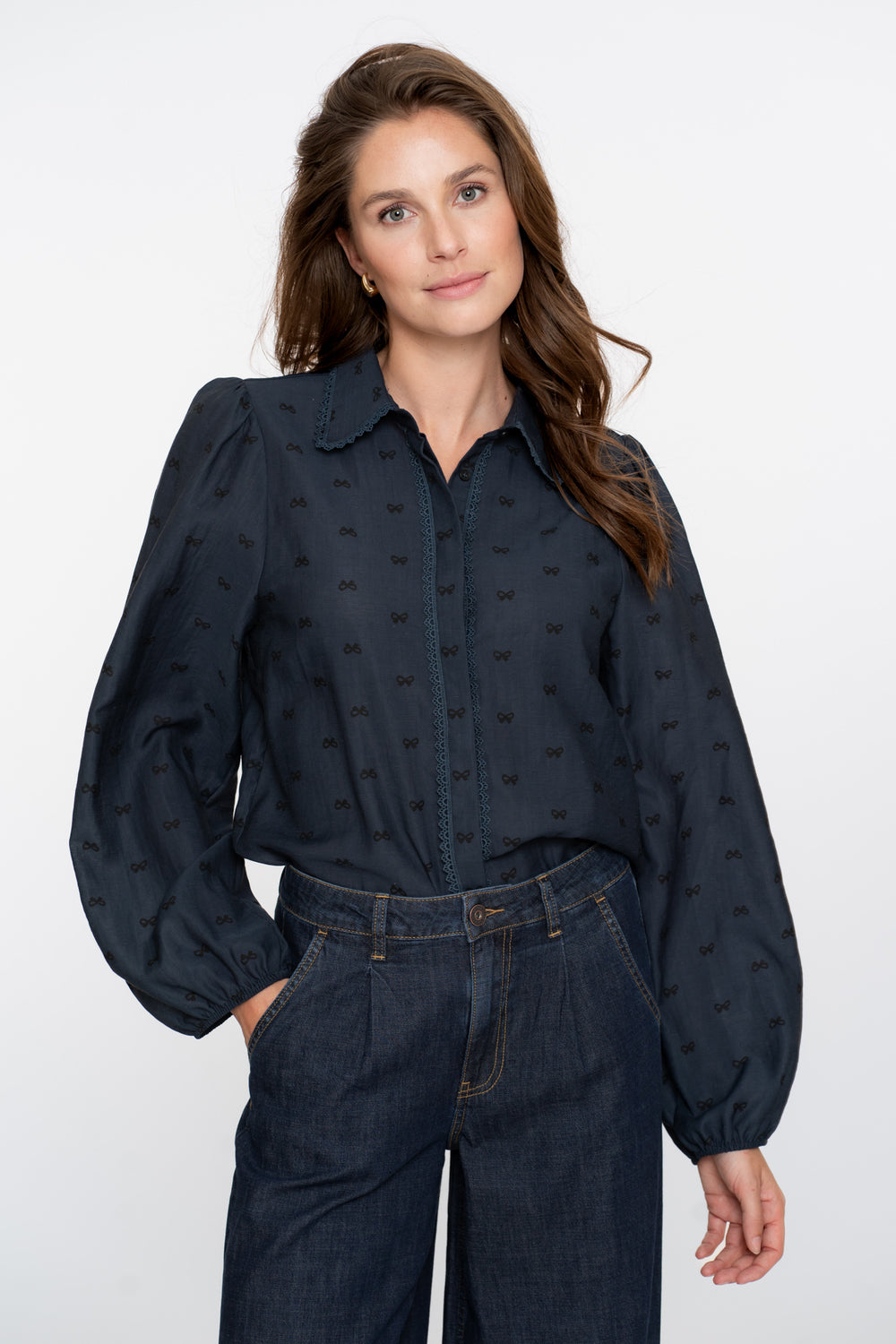 Geisha dames blouse met lace details