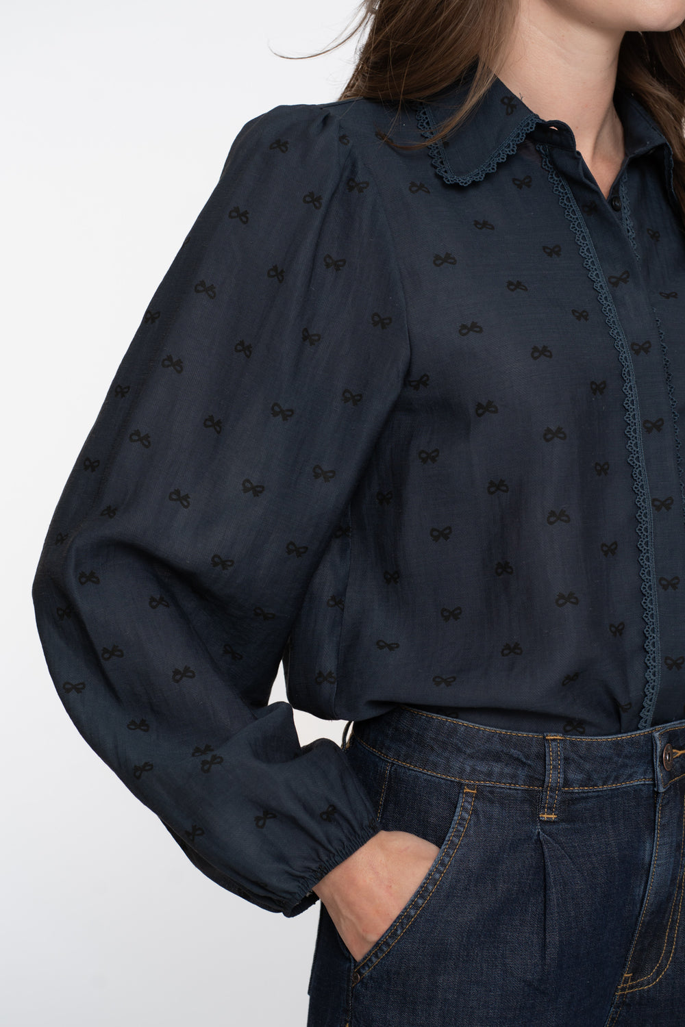 Geisha dames blouse met lace details