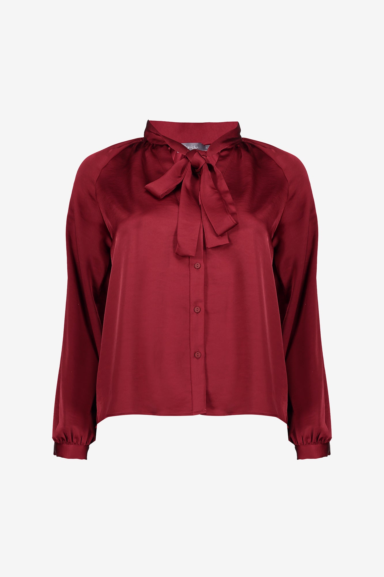 Geisha dames satin look blouse met strikdetail