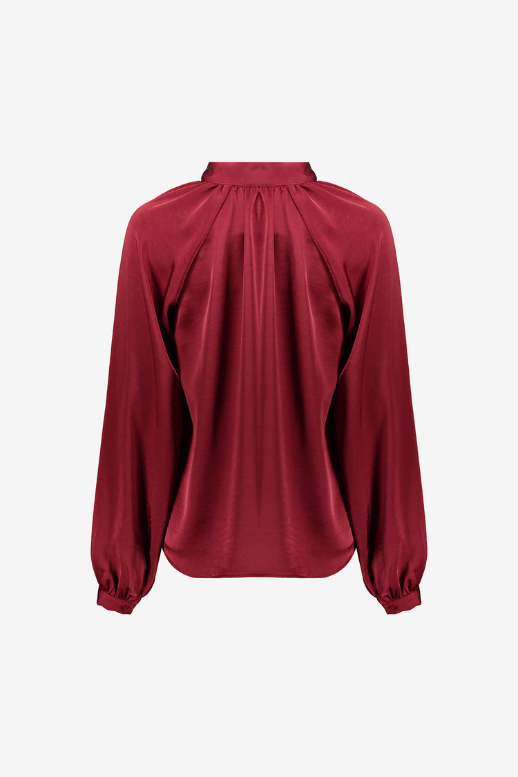 Geisha dames satin look blouse met strikdetail