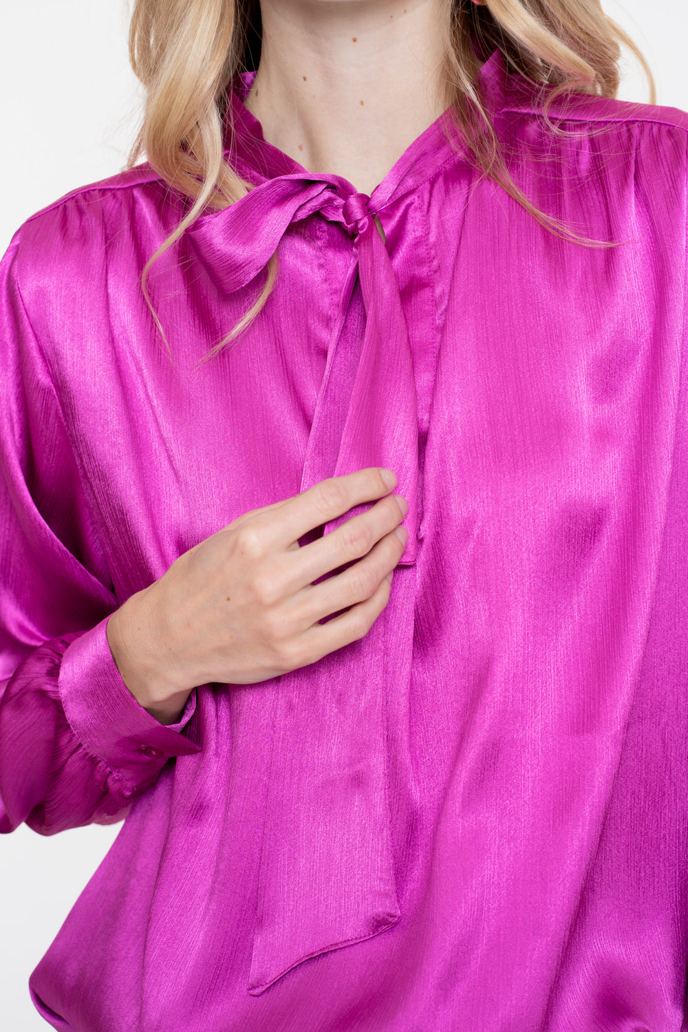 Geisha dames satin look top met strikdetail