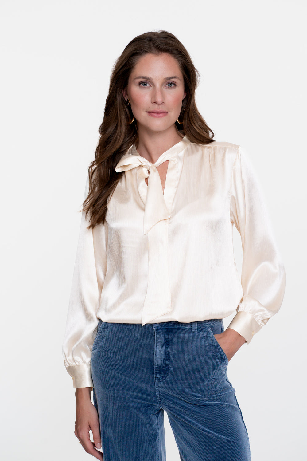 Geisha dames satin look top met strikdetail
