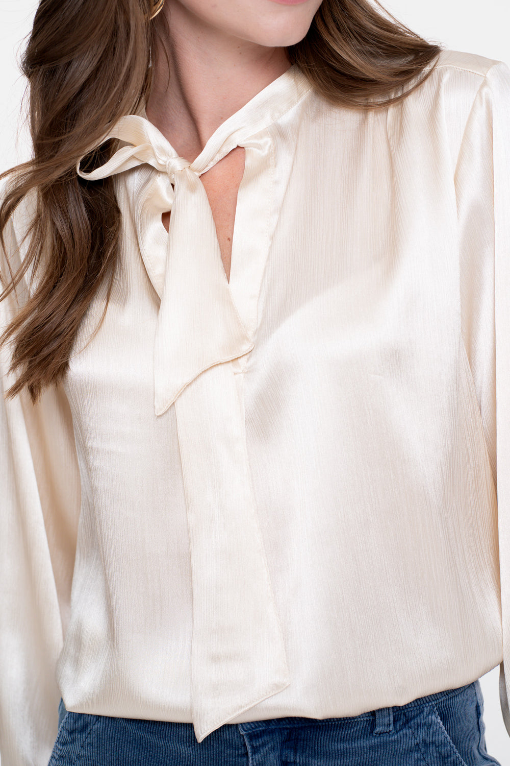 Geisha dames satin look top met strikdetail