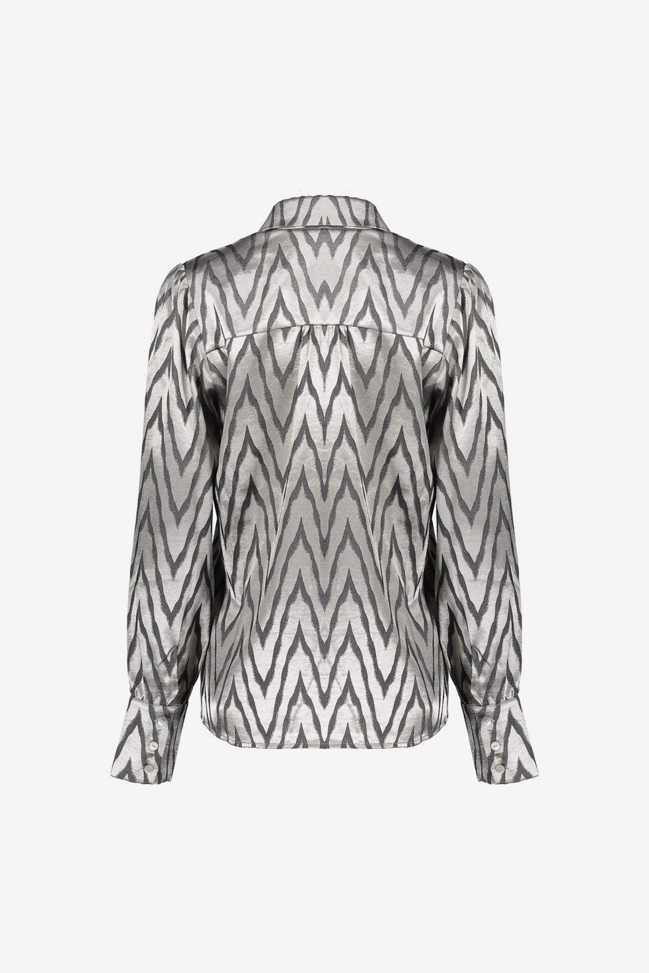 Geisha dames blouse met bow en zigzagprint