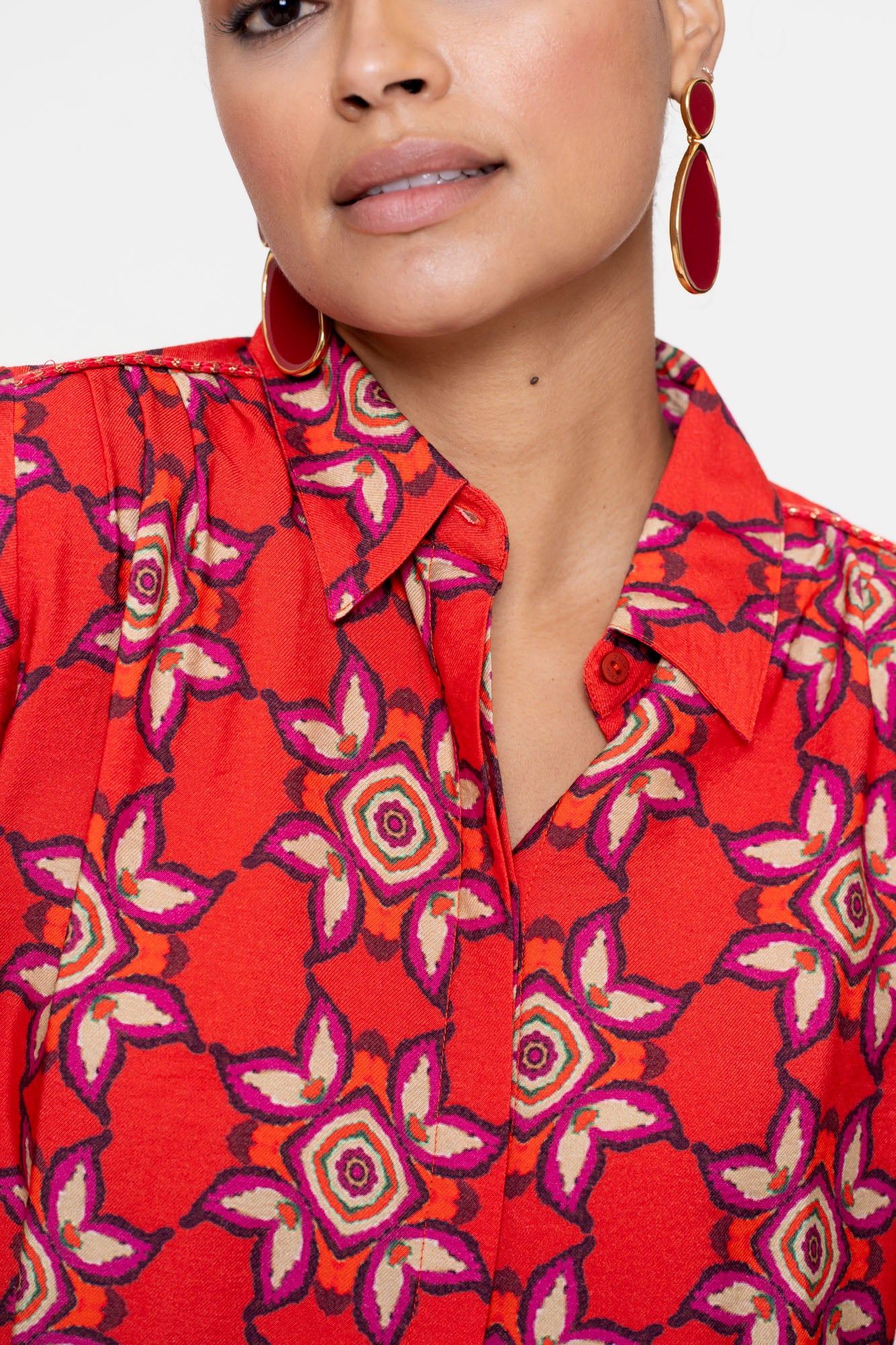 Geisha dames kleurrijke blouse met ikatprint