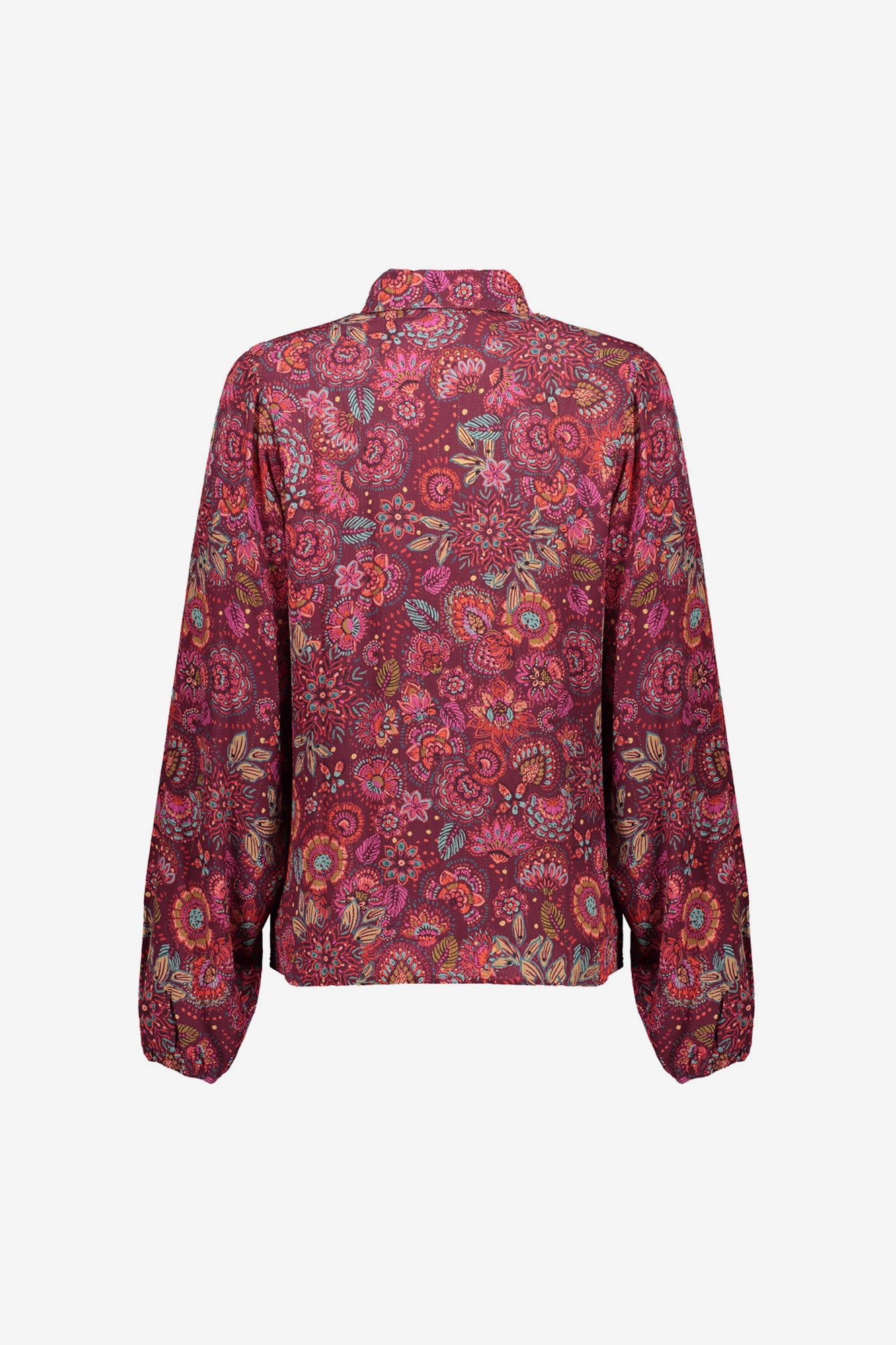 Geisha dames blouse met sierlijke gekleurde print