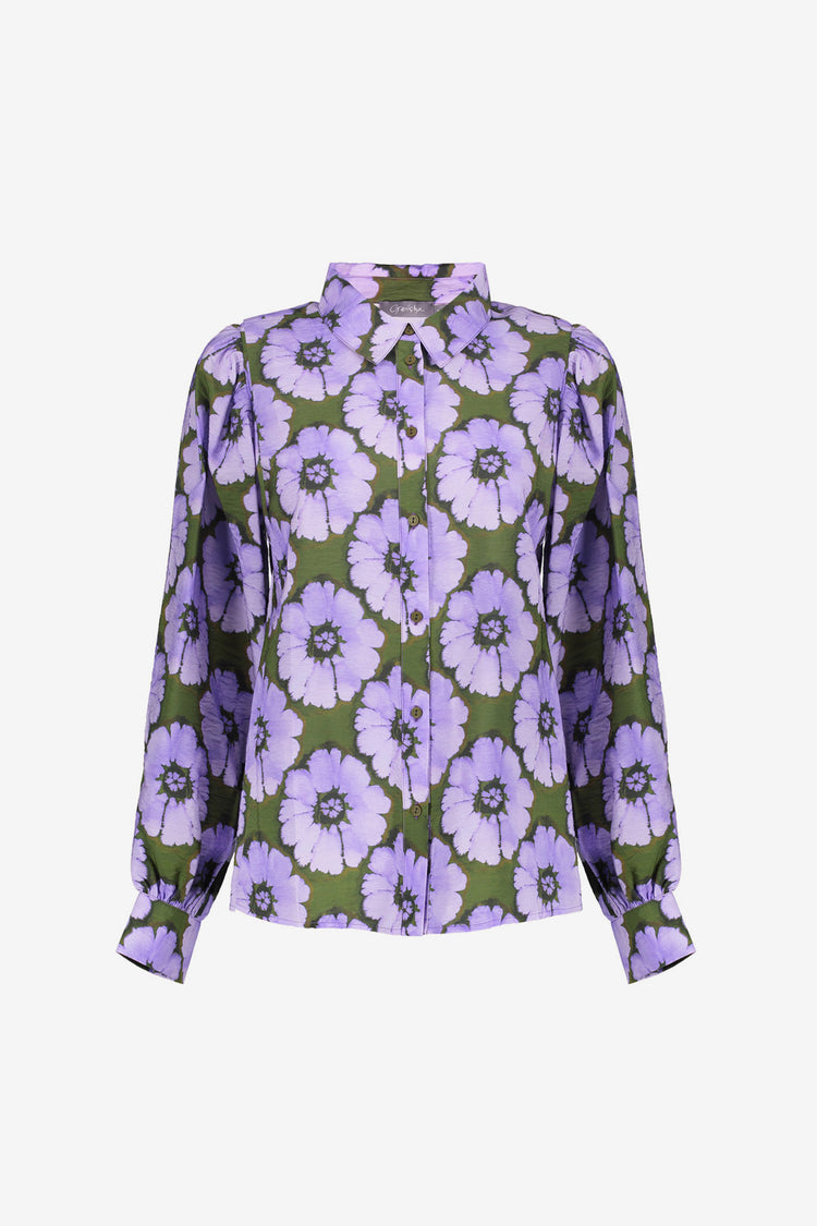 Geisha dames blouse met bloemenprint en ballonmouwen