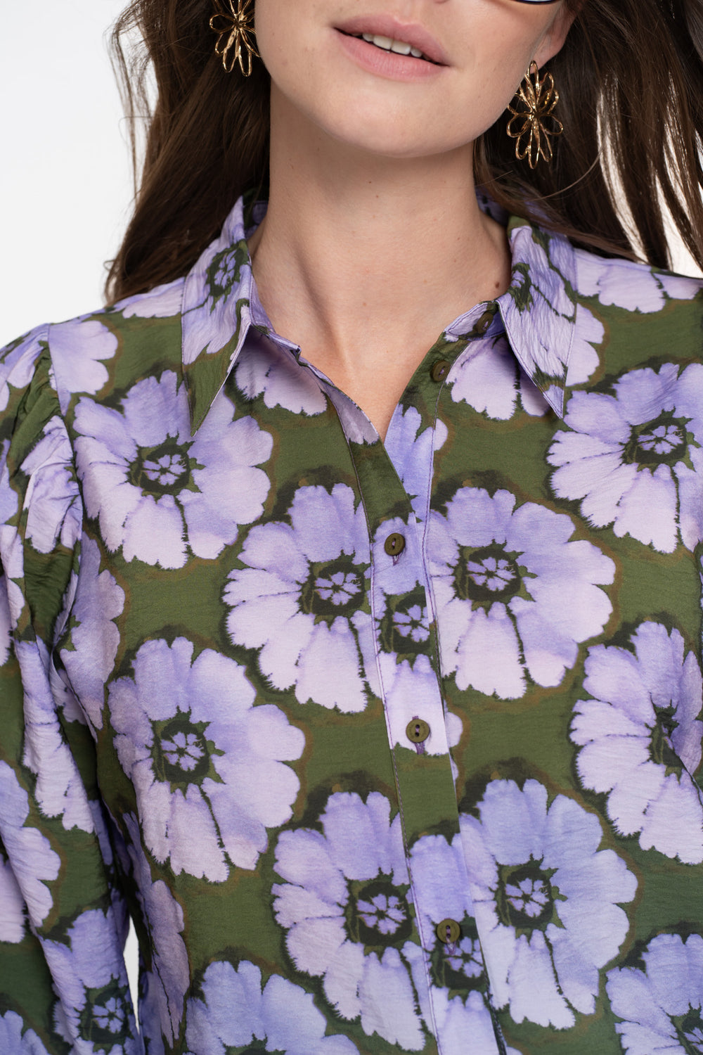 Geisha dames blouse met bloemenprint en ballonmouwen