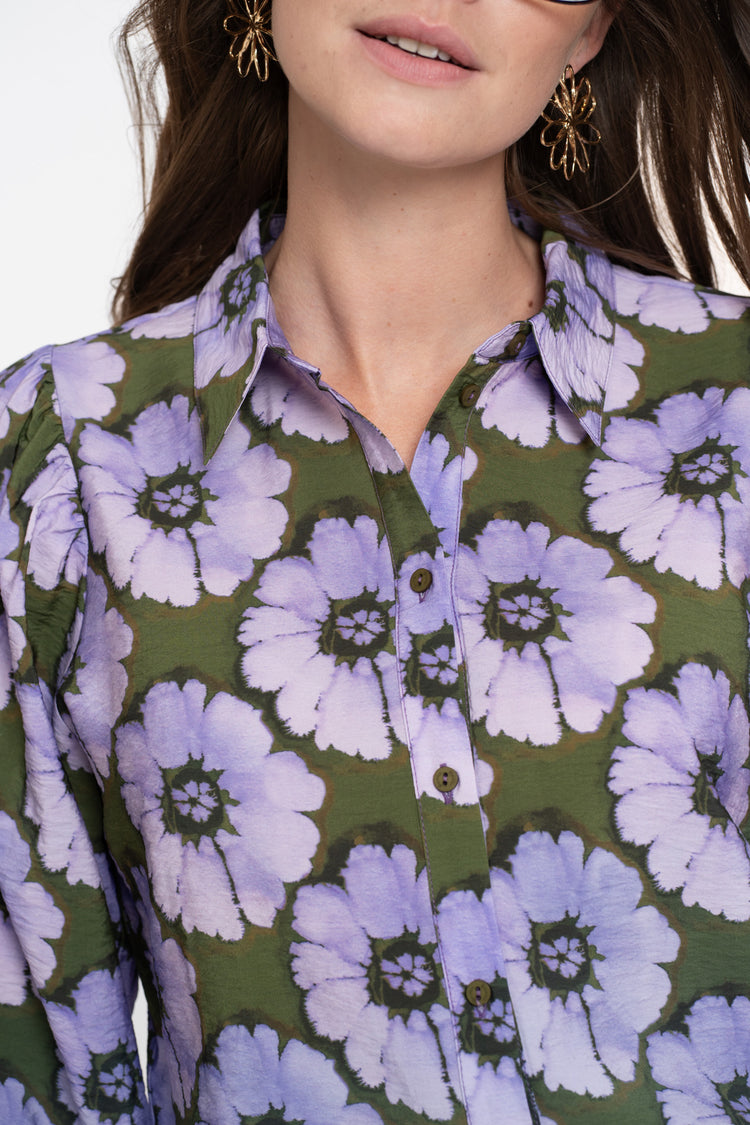 Geisha dames blouse met bloemenprint en ballonmouwen