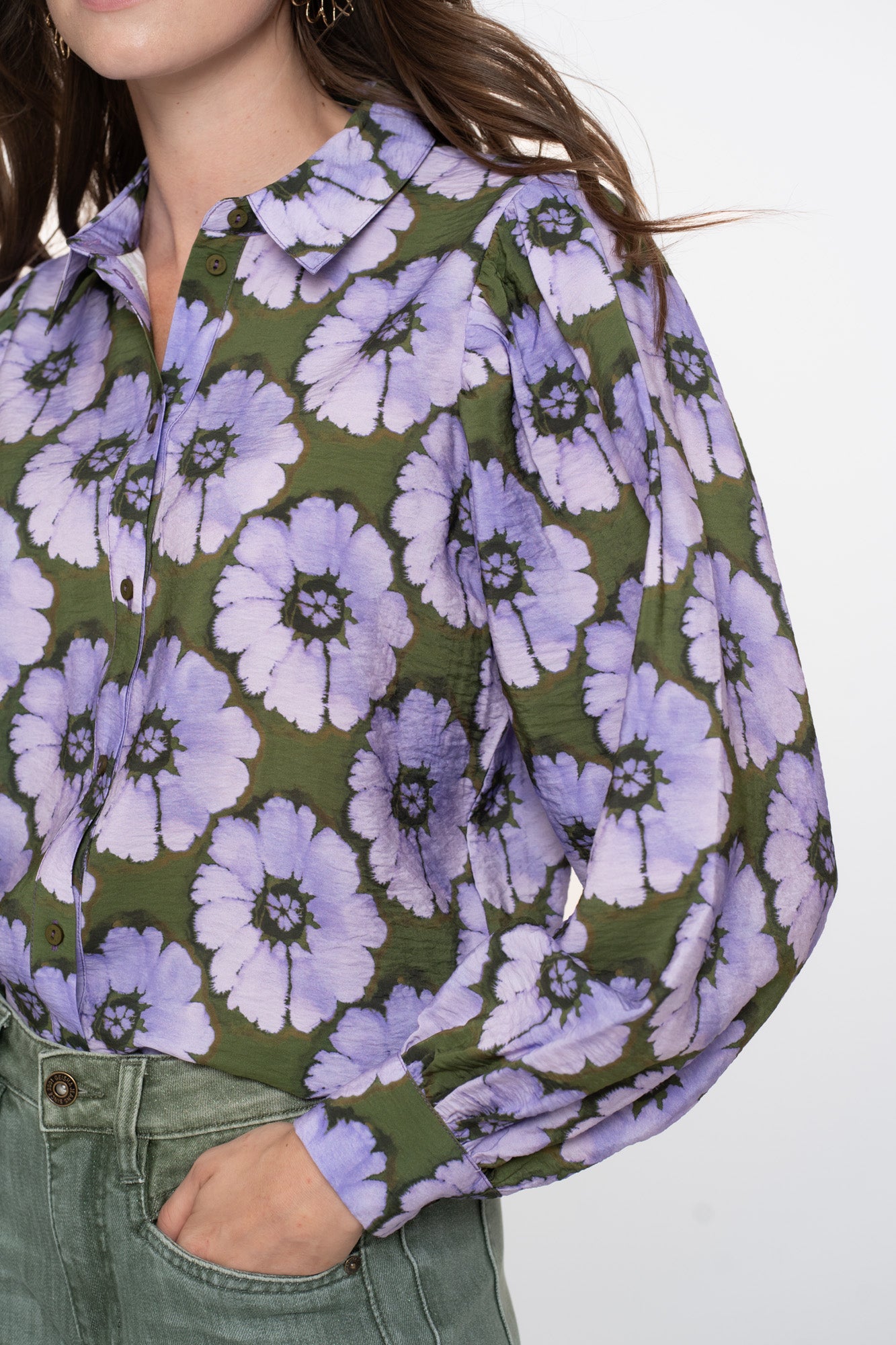 Geisha dames blouse met bloemenprint en ballonmouwen