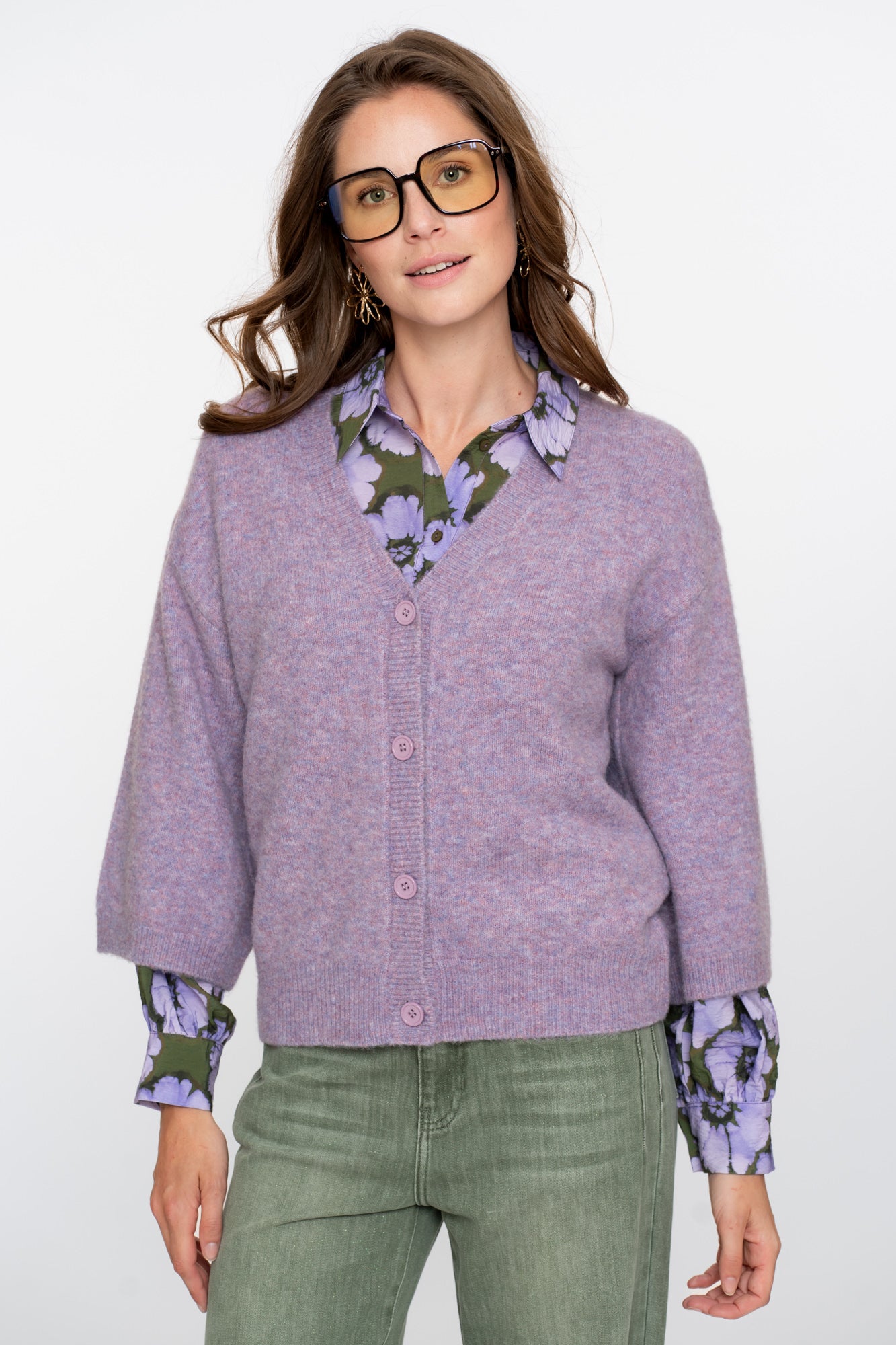 Geisha dames blouse met bloemenprint en ballonmouwen