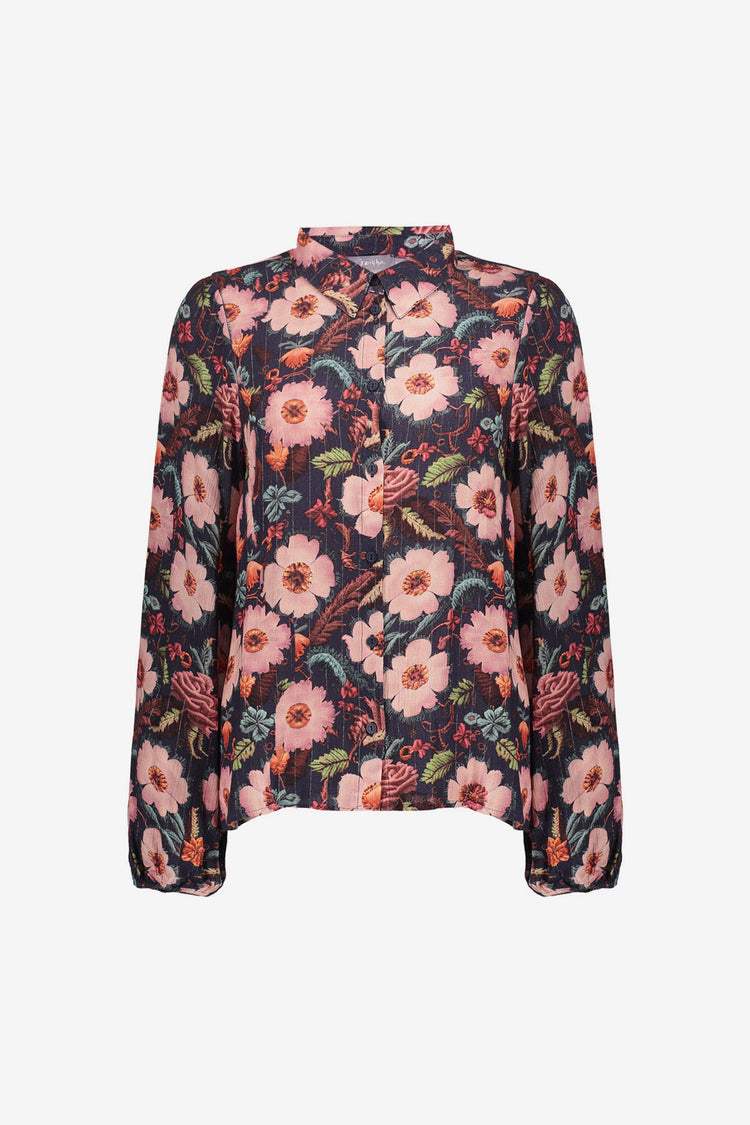 Geisha dames blouse met sierlijke bloemenprint