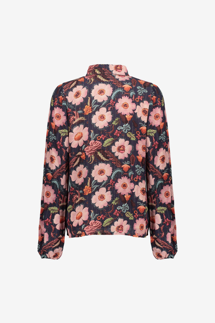 Geisha dames blouse met sierlijke bloemenprint