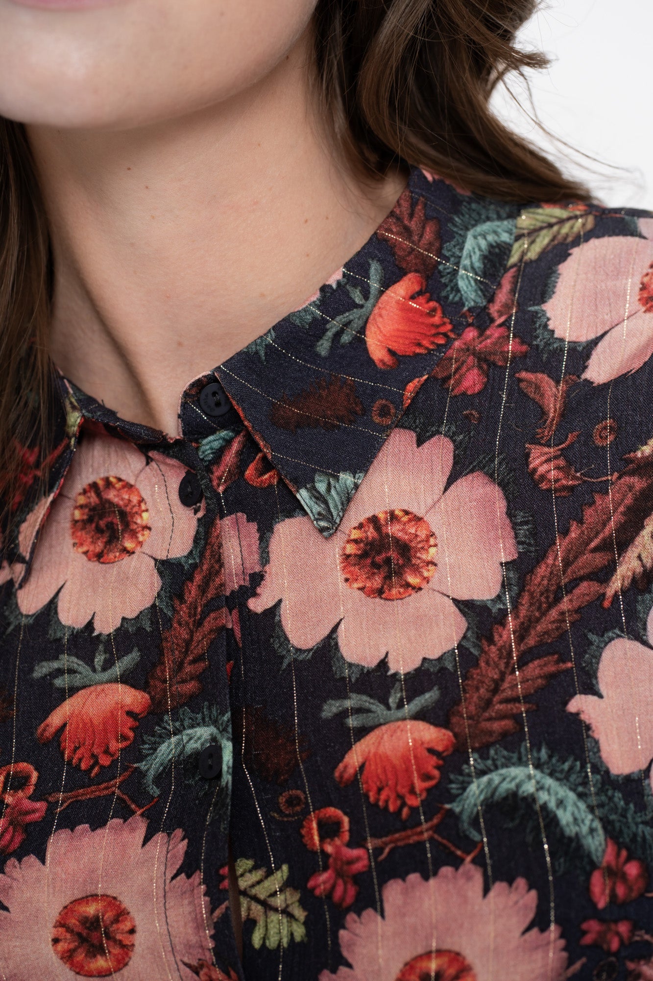 Geisha dames blouse met sierlijke bloemenprint