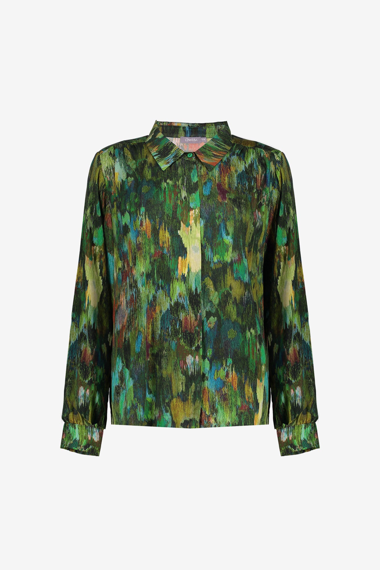 Geisha dames blouse met groen getinte print