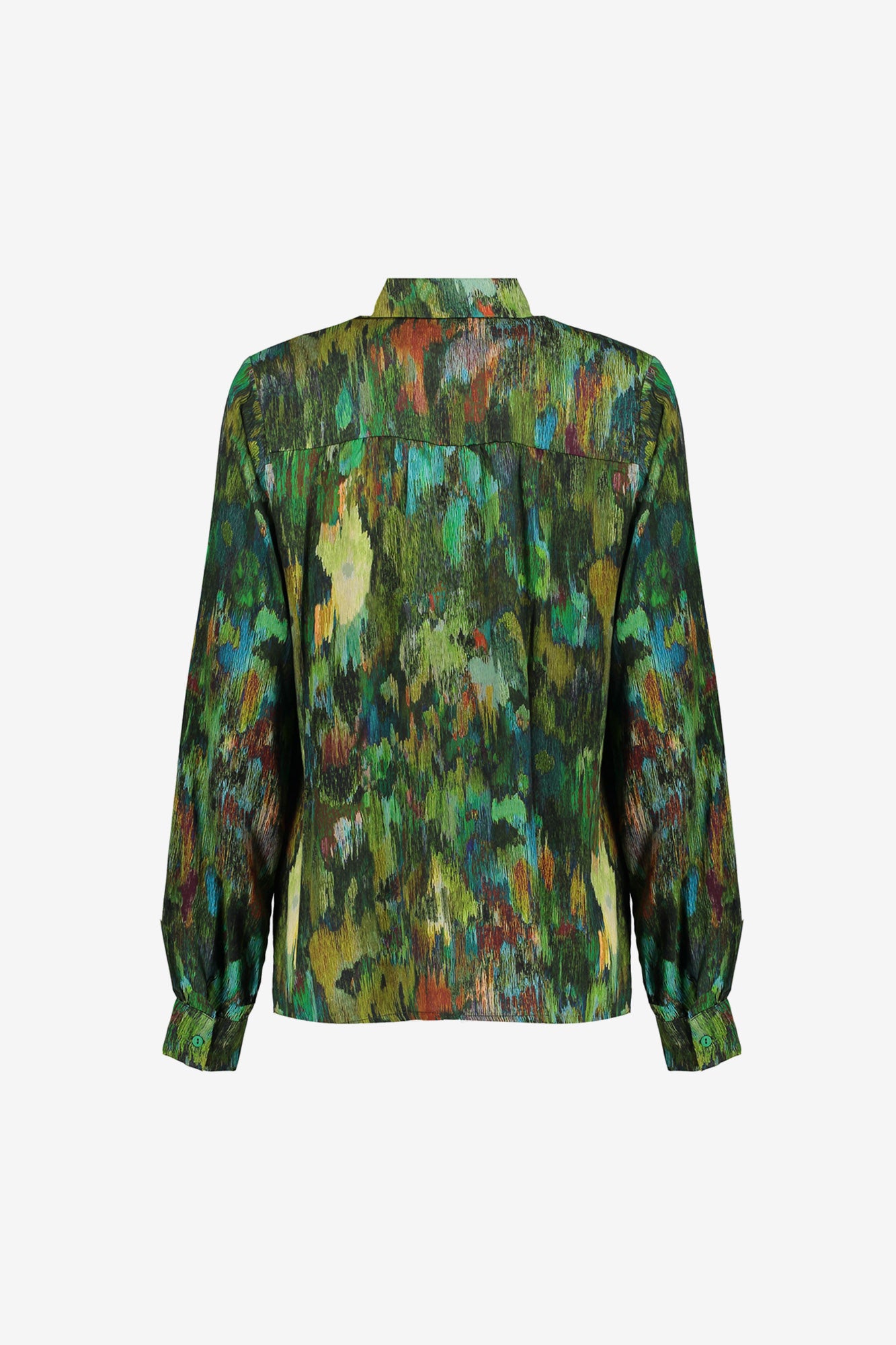 Geisha dames blouse met groen getinte print