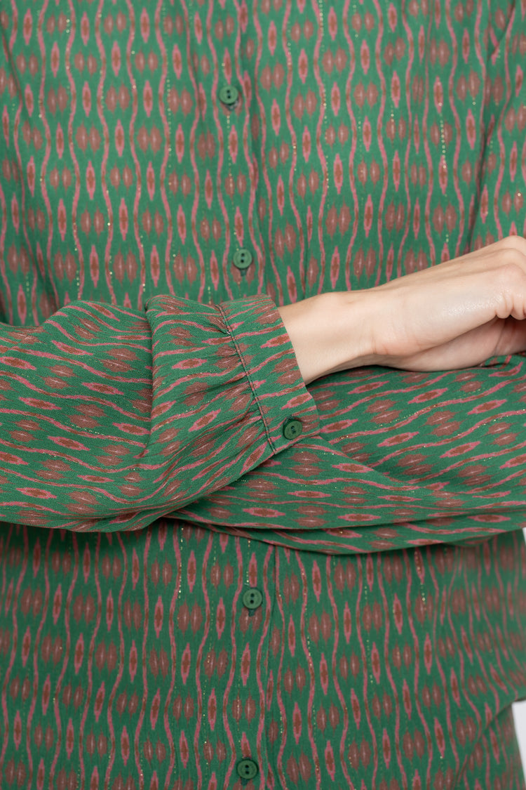 Geisha dames blouse met grafische print en lurex