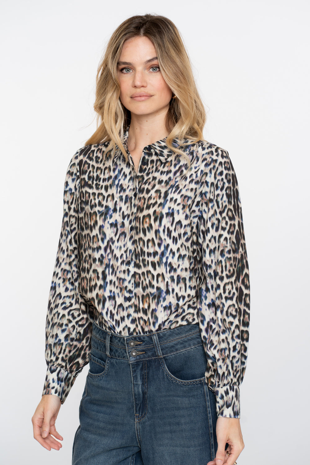 Geisha dames blouse met leopard print