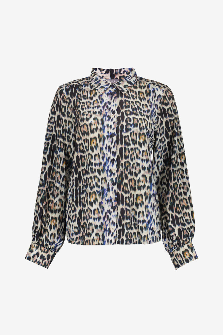 Geisha dames blouse met leopard print