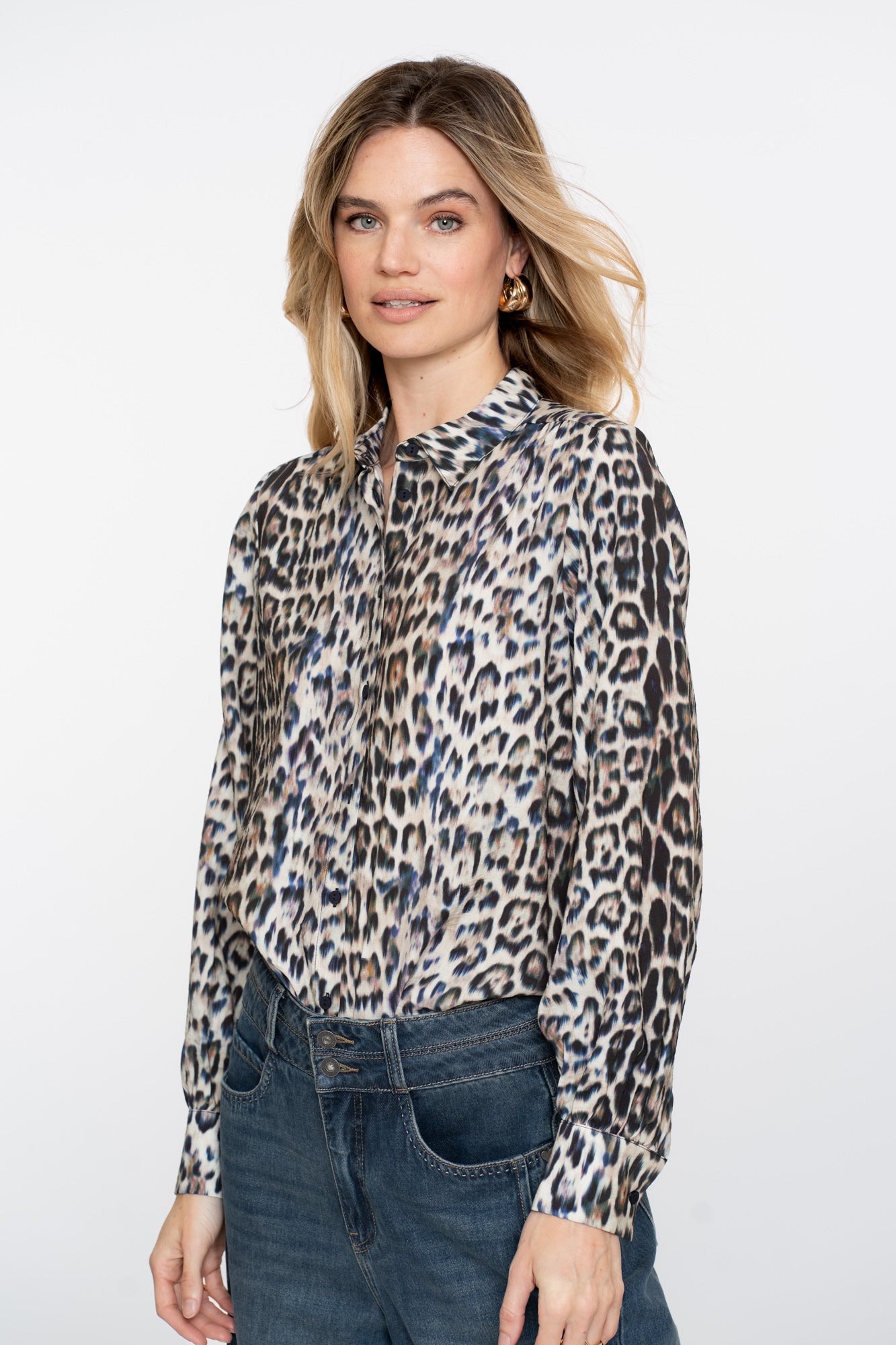Geisha dames blouse met leopard print