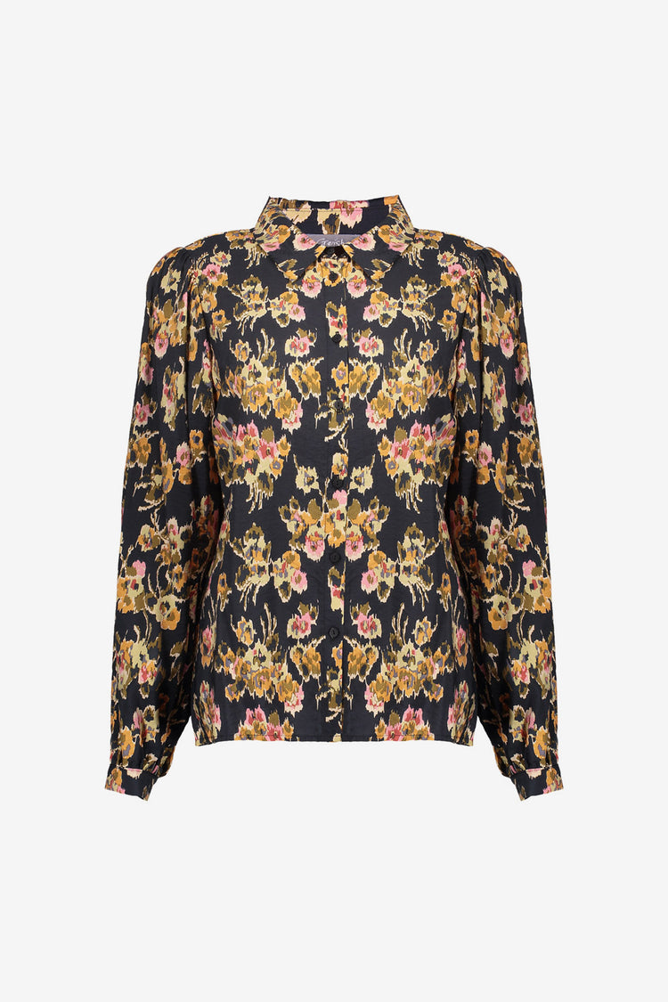 Geisha dames blouse met arty bloemenprint