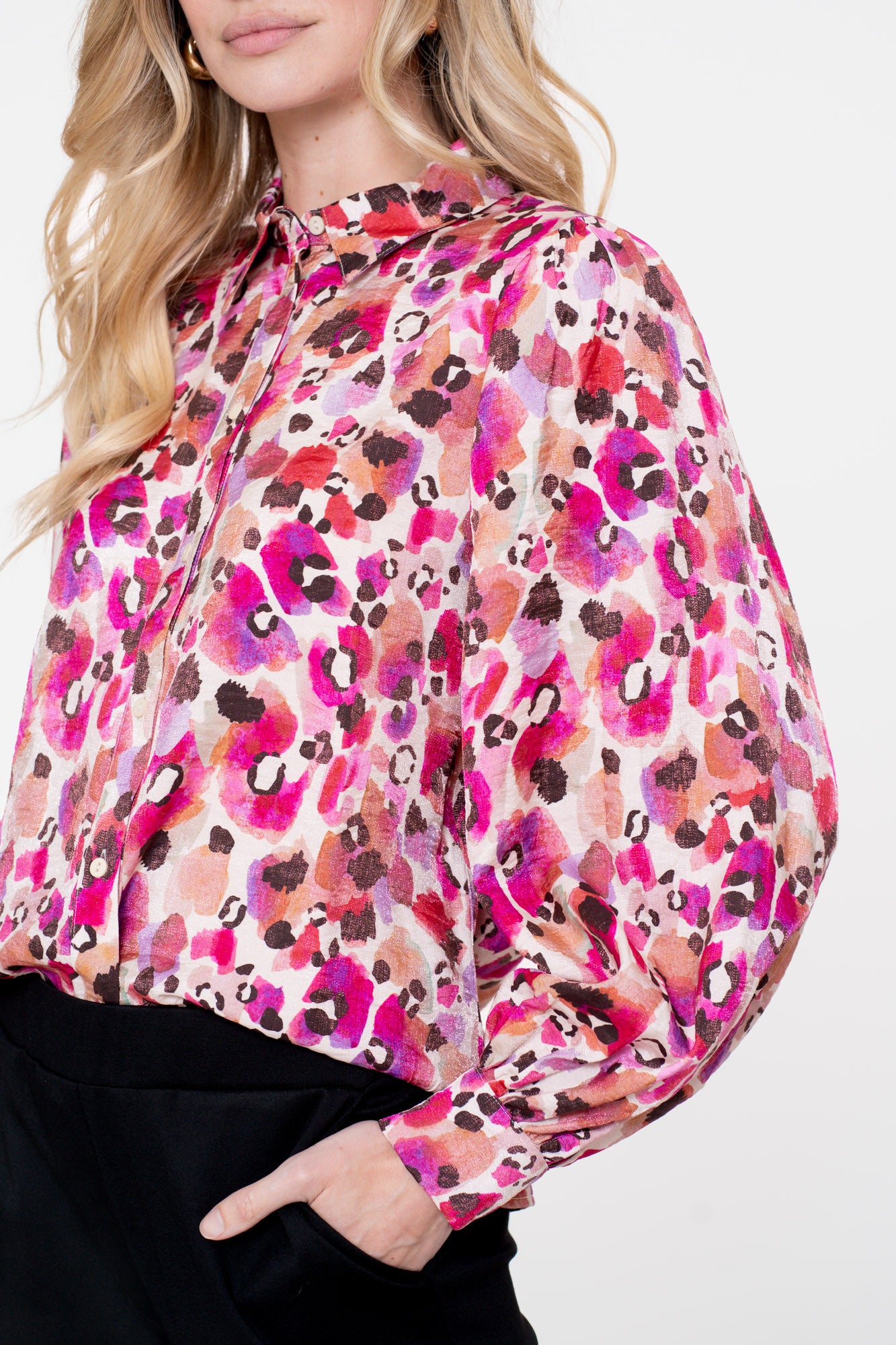 Geisha dames speelse blouse met plooimouwen