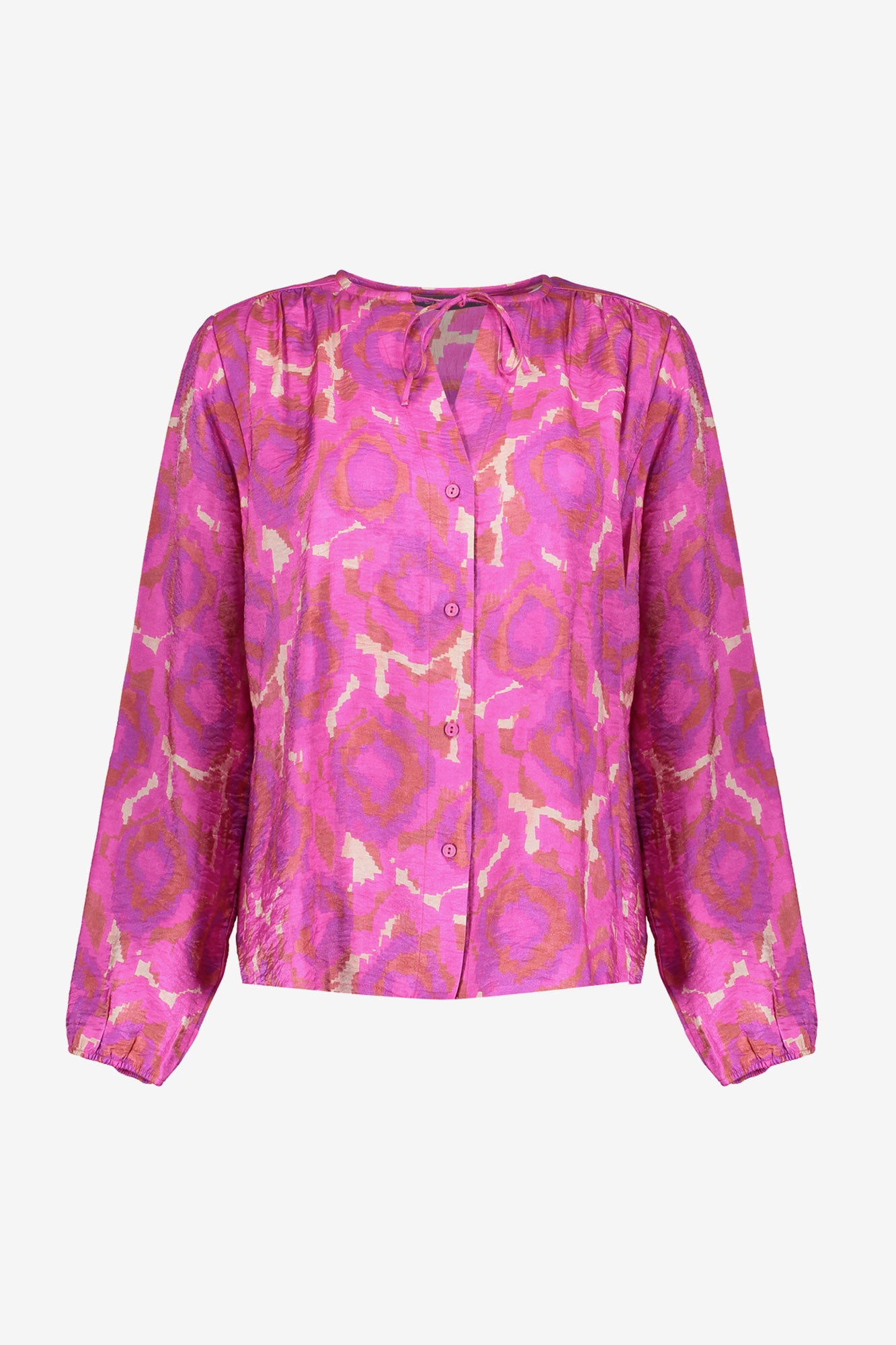 Geisha dames blouse met print en sierkoordje