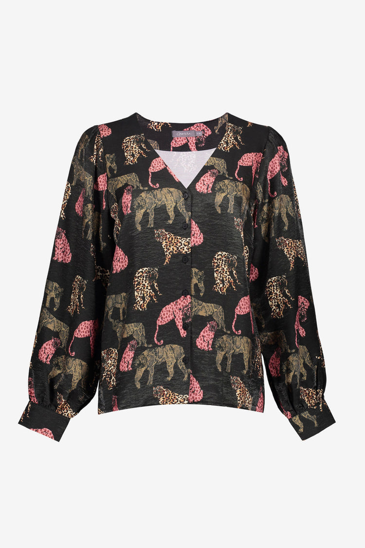 Geisha dames Jaguar print top