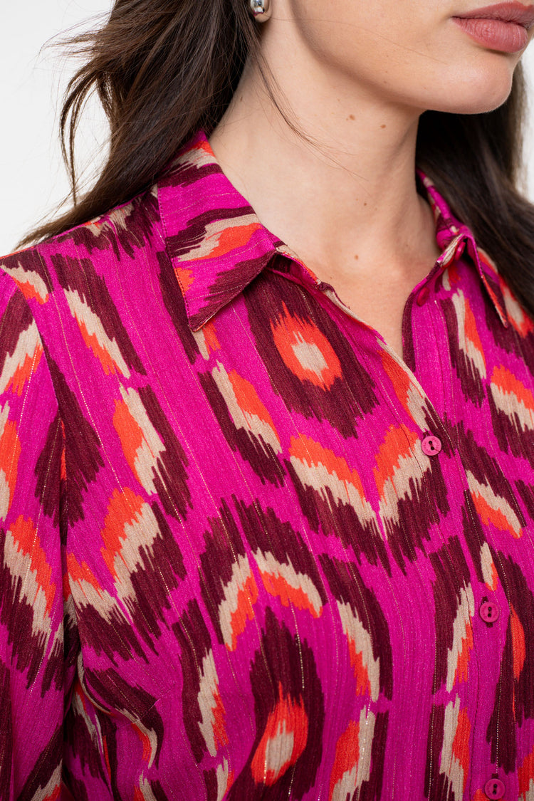 Geisha dames blouse met grafische print en lurex