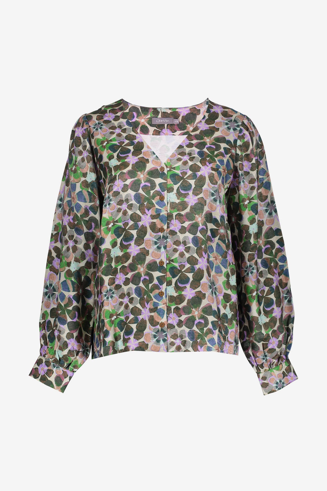 Geisha dames blouse met retro bloemenprint
