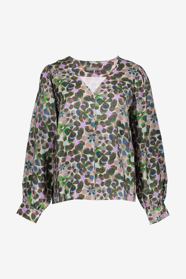 Geisha dames blouse met retro bloemenprint