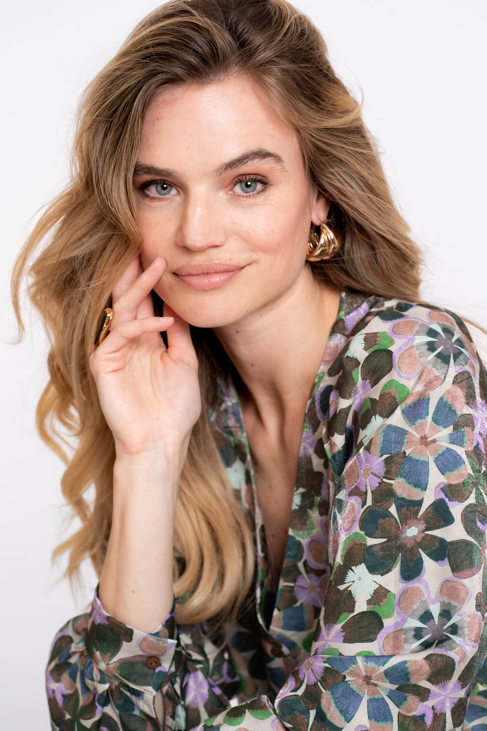 Geisha dames blouse met retro bloemenprint