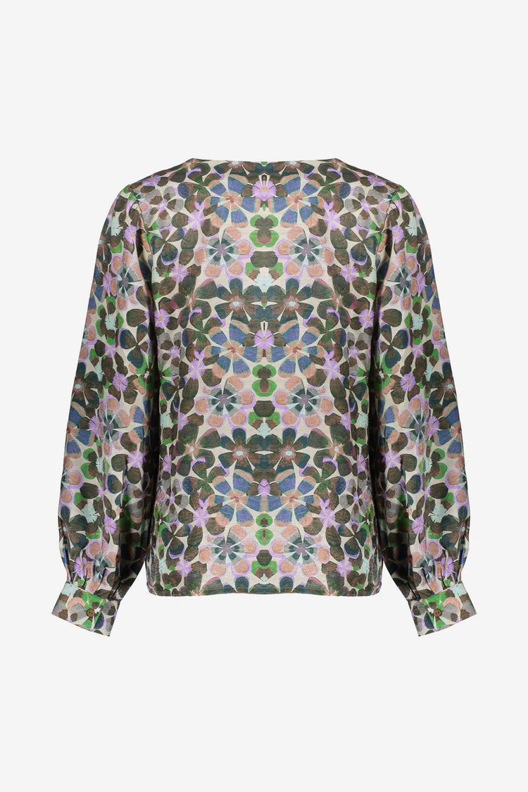 Geisha dames blouse met retro bloemenprint