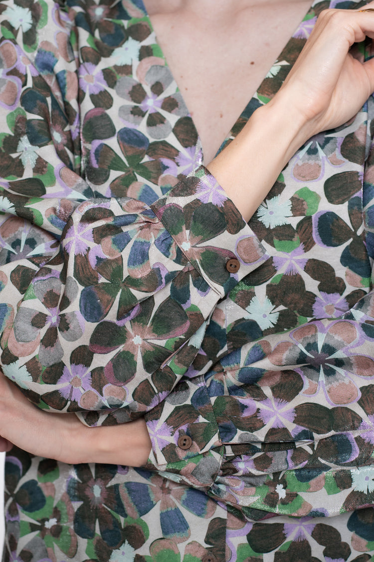 Geisha dames blouse met retro bloemenprint