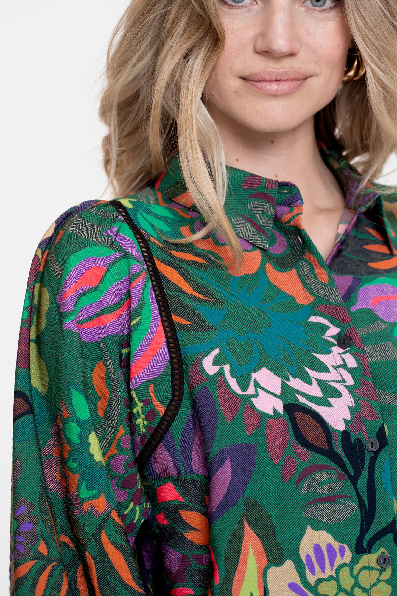 Geisha dames kleurrijke flower print blouse