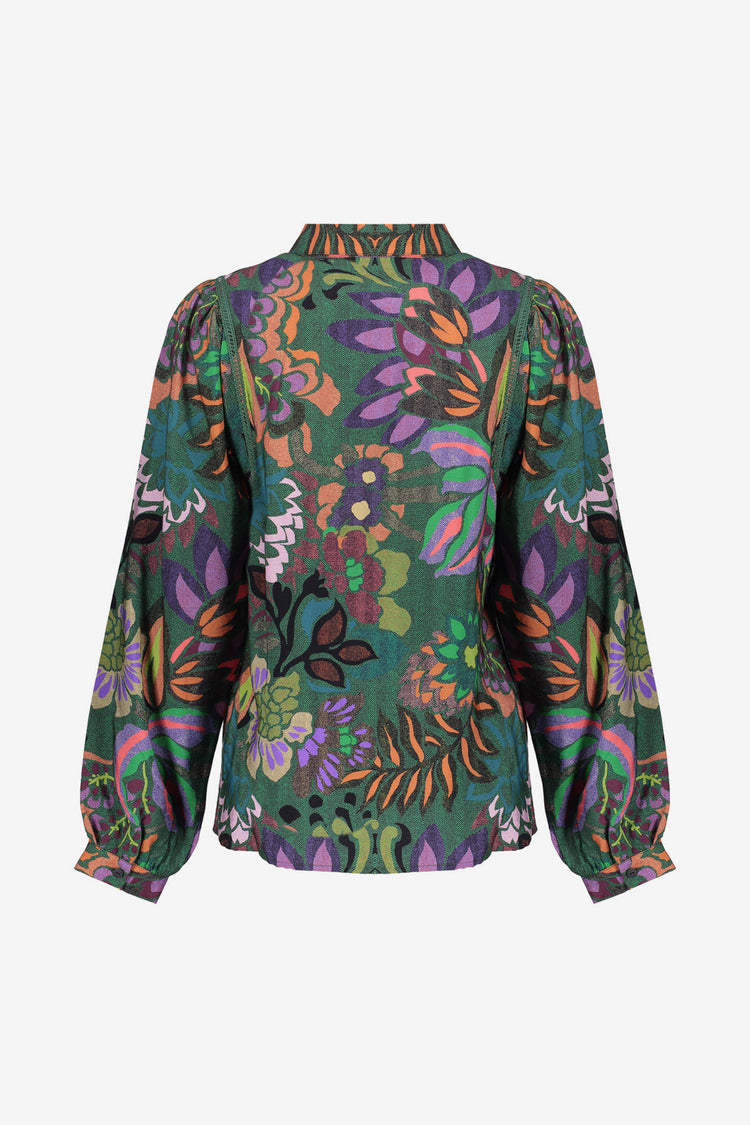 Geisha dames kleurrijke flower print blouse