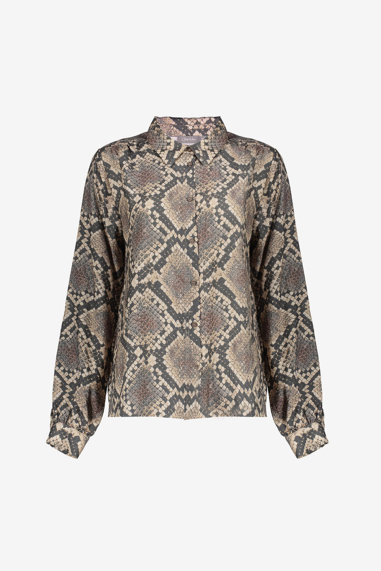 Geisha dames blouse met slangenprint